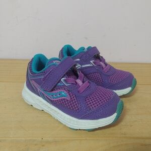 Saucony Cohesion Sneaker in Purple/Turquoise, Toddler Girl's Size 5 US (21 EU)
